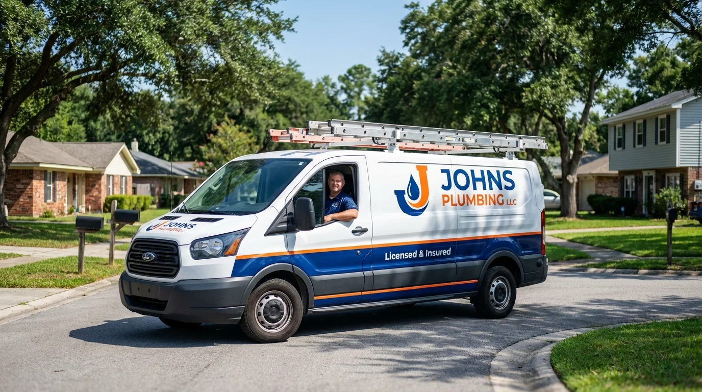 Johns Plumbing LLC service van in Davidsonville, MD
