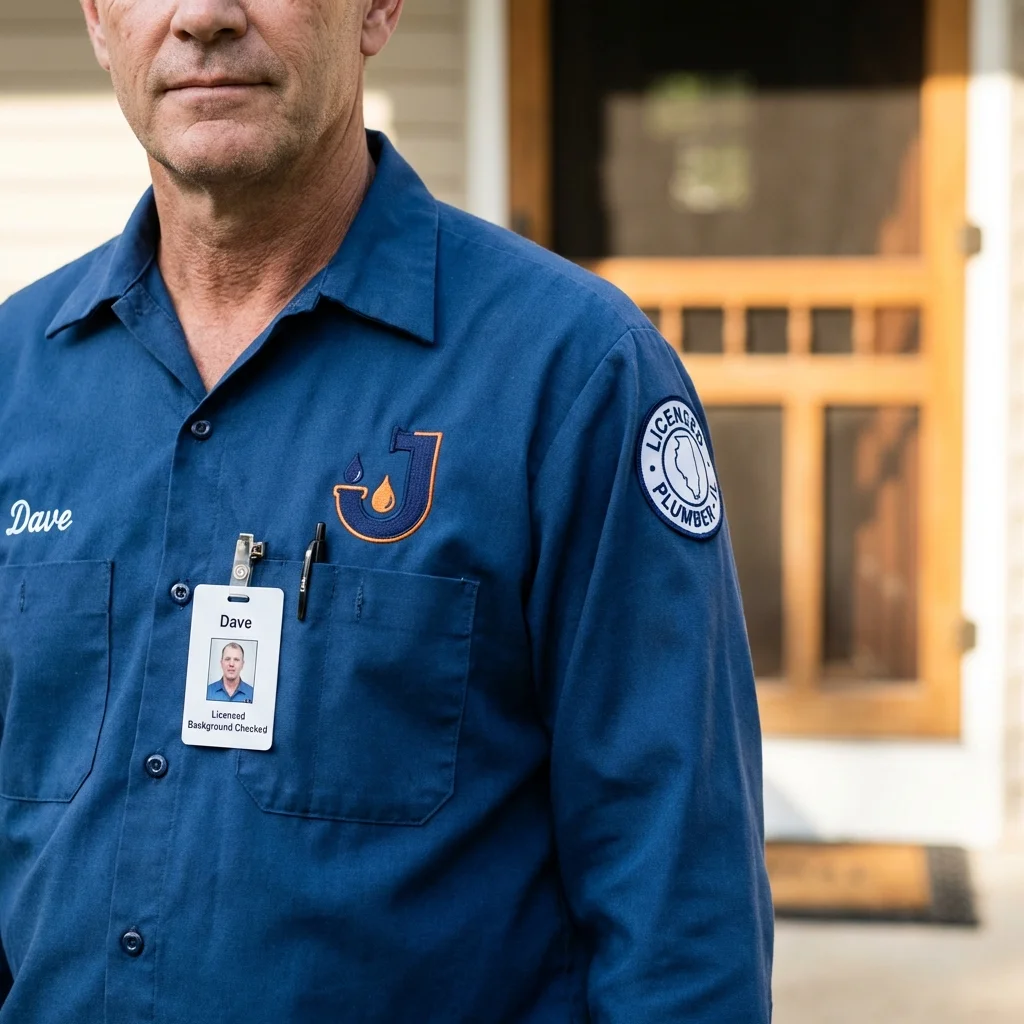 Licensed plumber showing ID badge in Davidsonville, MD