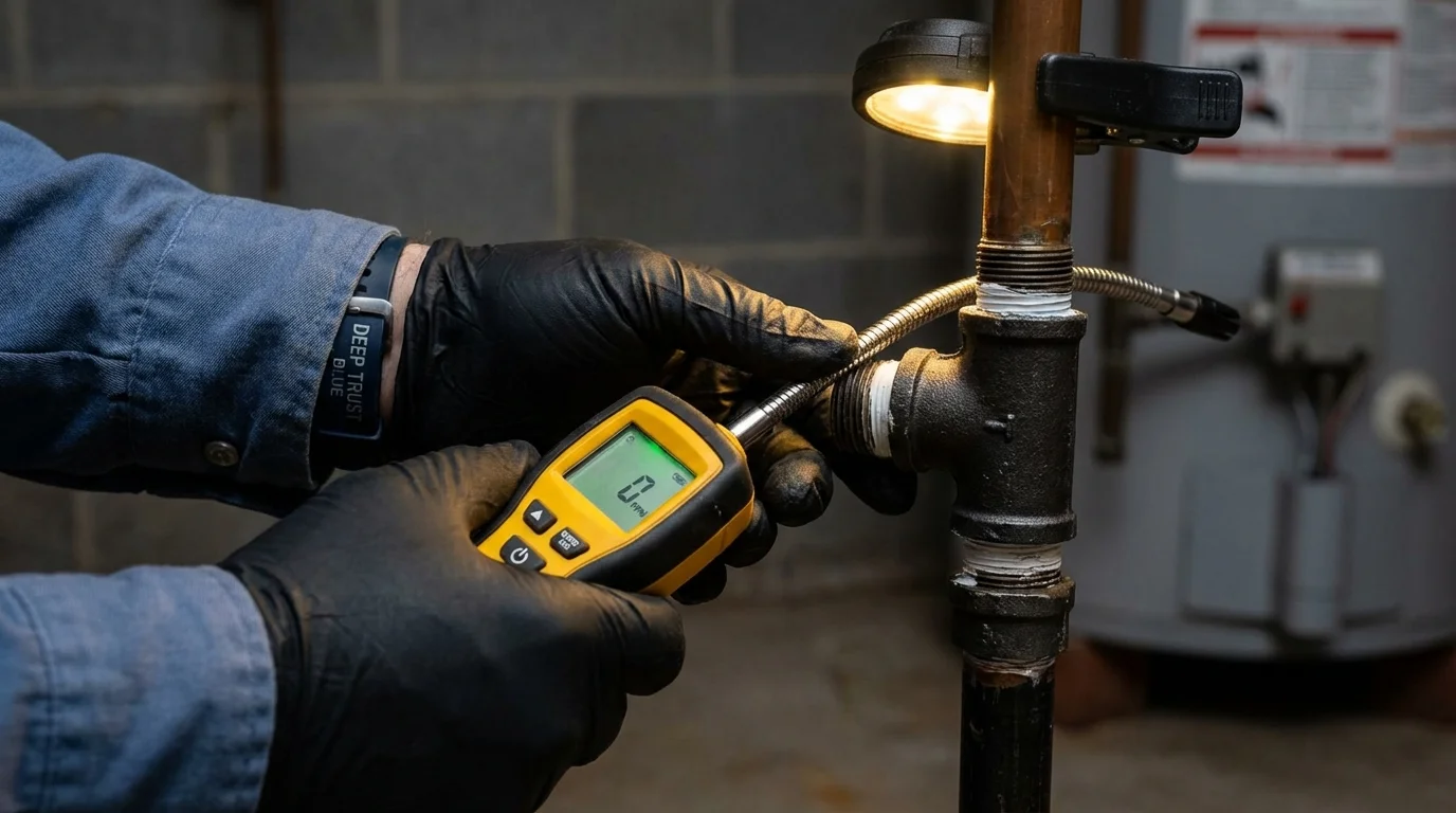 Gas leak detection with electronic sniffer by Johns Plumbing LLC in Davidsonville