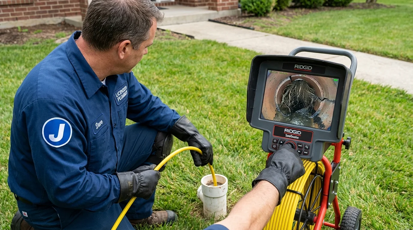 Sewer camera inspection being performed by Johns Plumbing LLC in Davidsonville